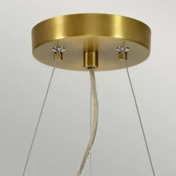 Hängeleuchte Stoff Ø36cm in Creme Messing antik