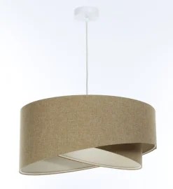 Hängeleuchte Stoff E27 D: 45 cm rund Beige Stoff Modern