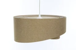 Hängeleuchte Stoff E27 D: 45 cm rund Beige Stoff Modern