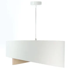Hängeleuchte Stoff E27 rund Ø 50 cm in Weiß Beige Gold