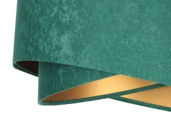 Hängeleuchte Stoff E27 rund D: 50 cm Grün Gold Velours Optik