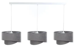 Hängeleuchte Stoff 3-flammig E27 in Weiß Grau Silber