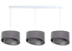 Hängeleuchte Stoff 3-flammig E27 in Weiß Grau Silber
