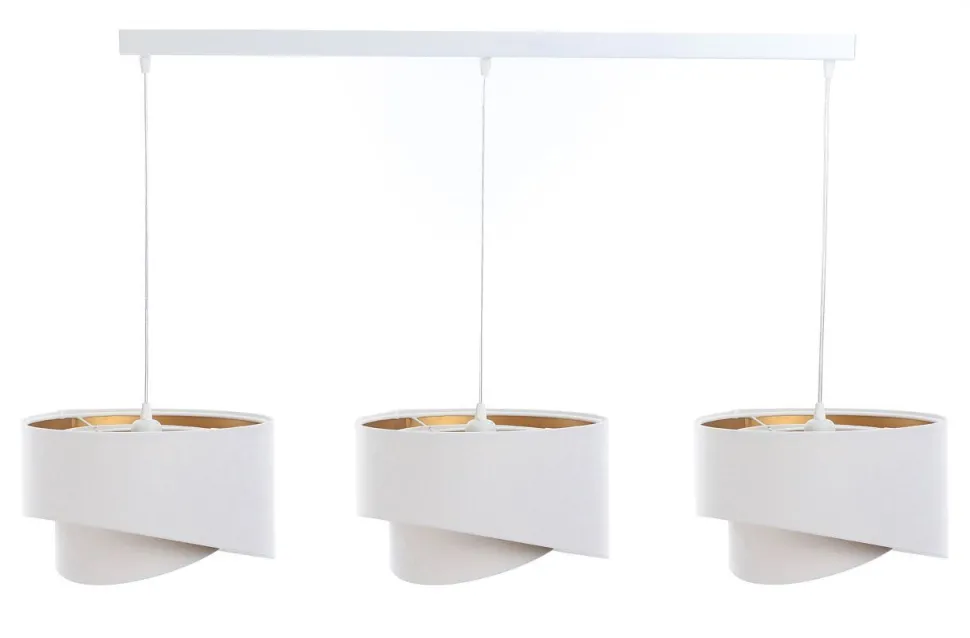 Hängeleuchte Stoff 3-flammig Weiß Gold E27 Velours Optik