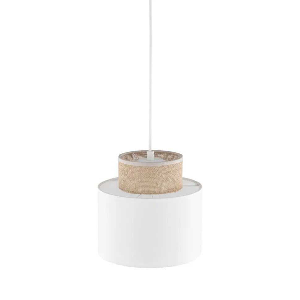 Hängeleuchte Stoff Jute E27 Ø 20 cm H: max. 160 cm Weiß Natur