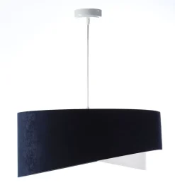 Hängeleuchte Stoff Schirm Ø 50 cm E27 in Blau Weiß Silber