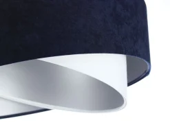 Hängeleuchte Stoff Schirm Ø 50 cm E27 in Blau Weiß Silber