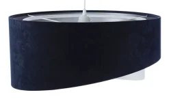 Hängeleuchte Stoff Schirm Ø 50 cm E27 in Blau Weiß Silber