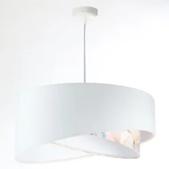 Hängeleuchte Weiß Creme E27 rund Ø 50 cm Stoff Velours Optik