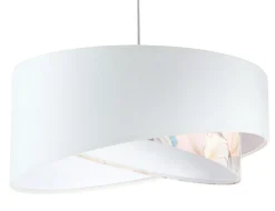 Hängeleuchte Weiß Creme E27 rund Ø 50 cm Stoff Velours Optik