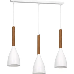 Hängeleuchte Weiß Metall Holz Skandinavisches