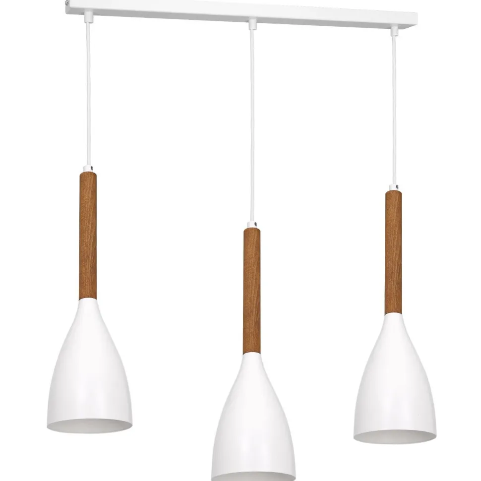 Hängeleuchte Weiß Metall Holz Skandinavisches