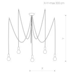 Hängeleuchte XXL verstellbar 3 m Schwarz E27