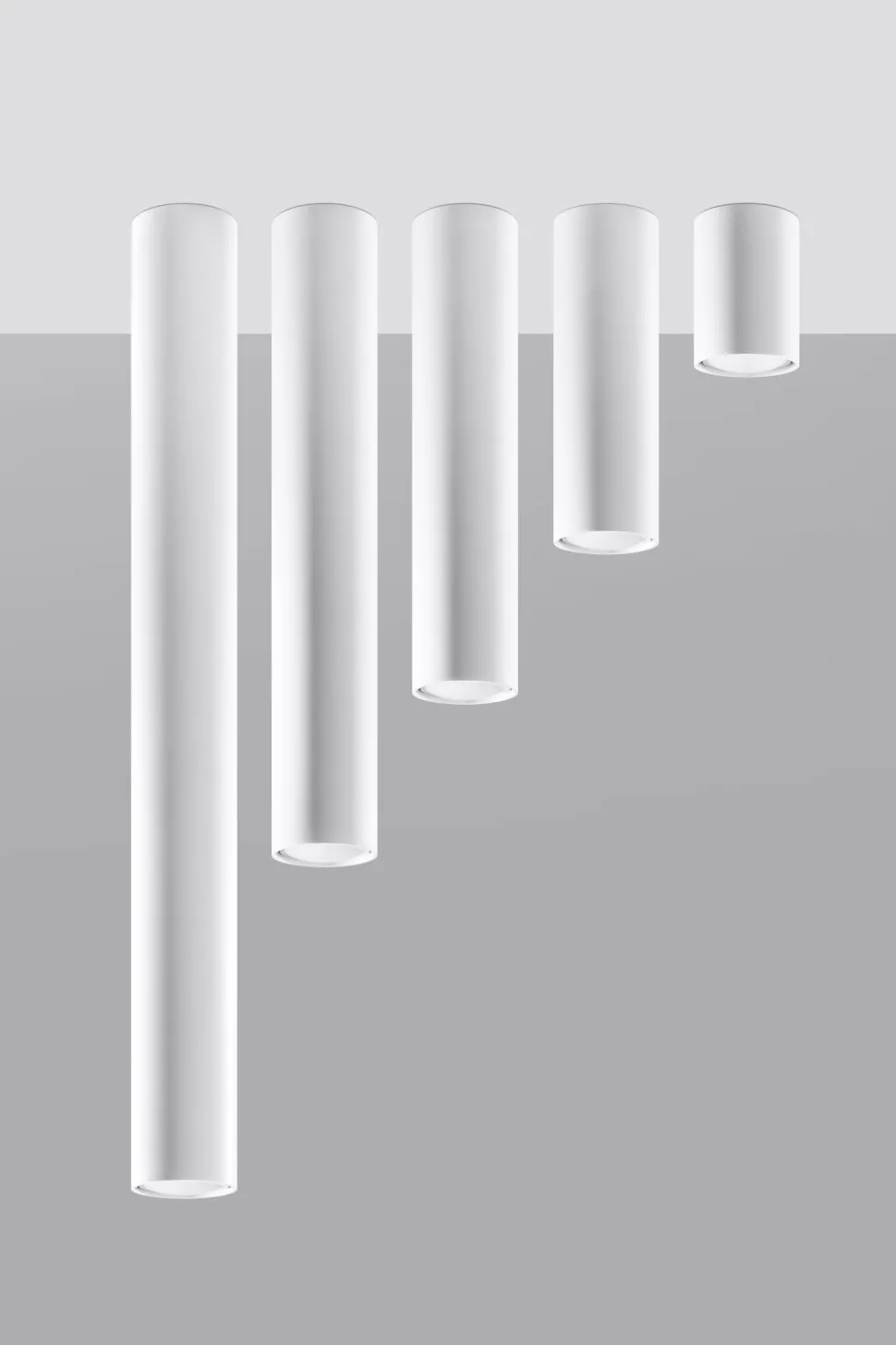 Hohe Deckenlampe Weiß 60 cm Ø 6 cm schmal GU10