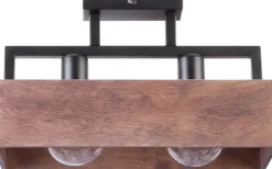 Holz Deckenlampe Metall Schwarz E27 2-flammig L:40 cm