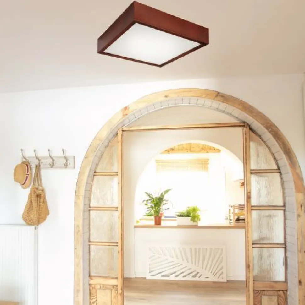 Holz Deckenleuchte eckig Modern Wohnzimmer