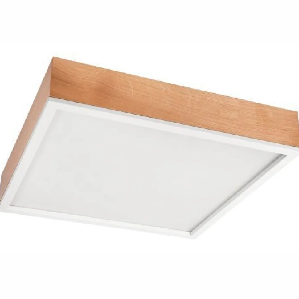 Holz Deckenleuchte Glasschirm E27 B:48 cm blendarm