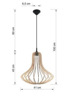 Holz Hängelampe LILAH Ø40cm wohnlich E27 Esstisch