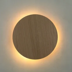 Holz Wandlampe rund Ø 30 cm flach indirektes Licht