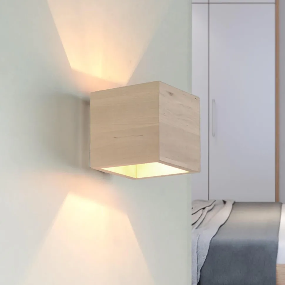 Holzlampe GEO Up Down B:10cm quadratisch G9