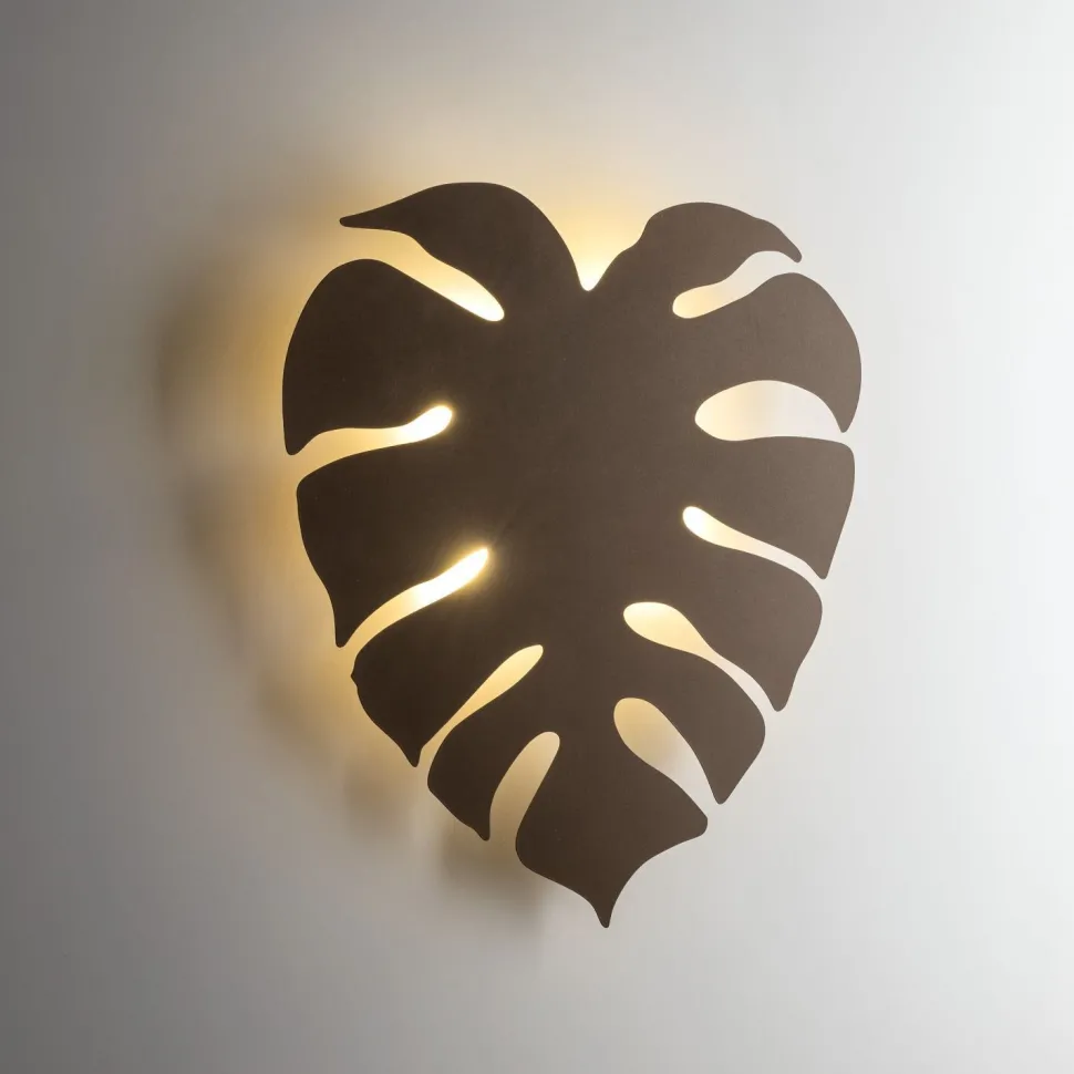 Indirekte Wandleuchte Metall Braun H: 54 cm 3x G9 Blatt