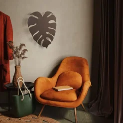 Indirekte Wandleuchte Metall Braun H: 54 cm 3x G9 Blatt