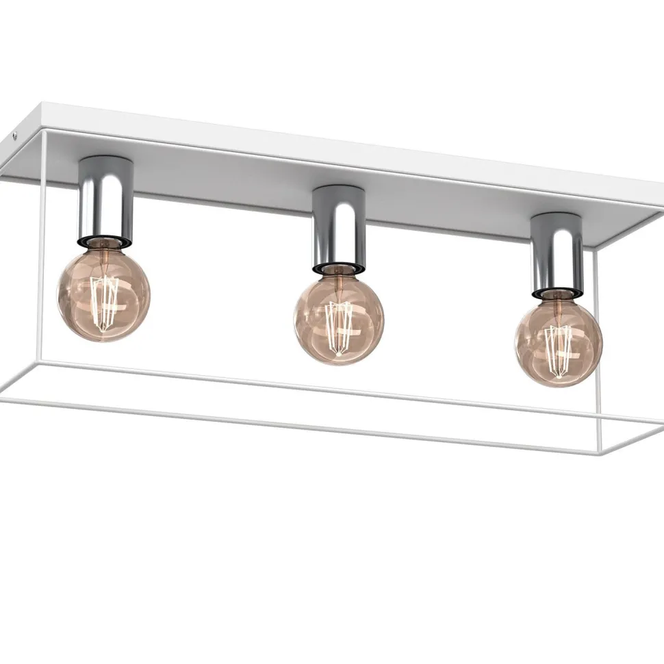 Industrial Deckenlampe Metall in Weiß Chrom L:55 cm E27