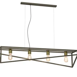 Industrial Pendelleuchte Metall in Gold E27 100 cm XXL