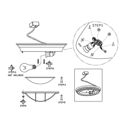 Industrie Deckenlampe Metall Glas Grau Weiß Ø29 cm E27