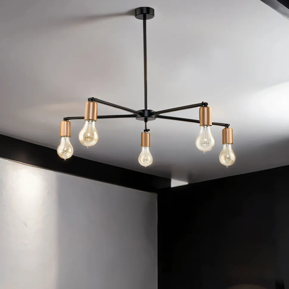 Industrie Deckenlampe Wohnzimmer 5xE27 Ø70cm STICKS