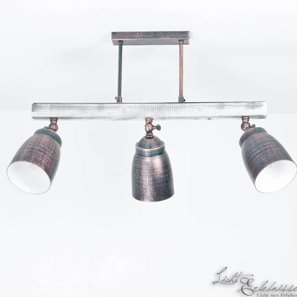 Industrie Deckenleuchte Holz Metall schwenkbar ALEJO