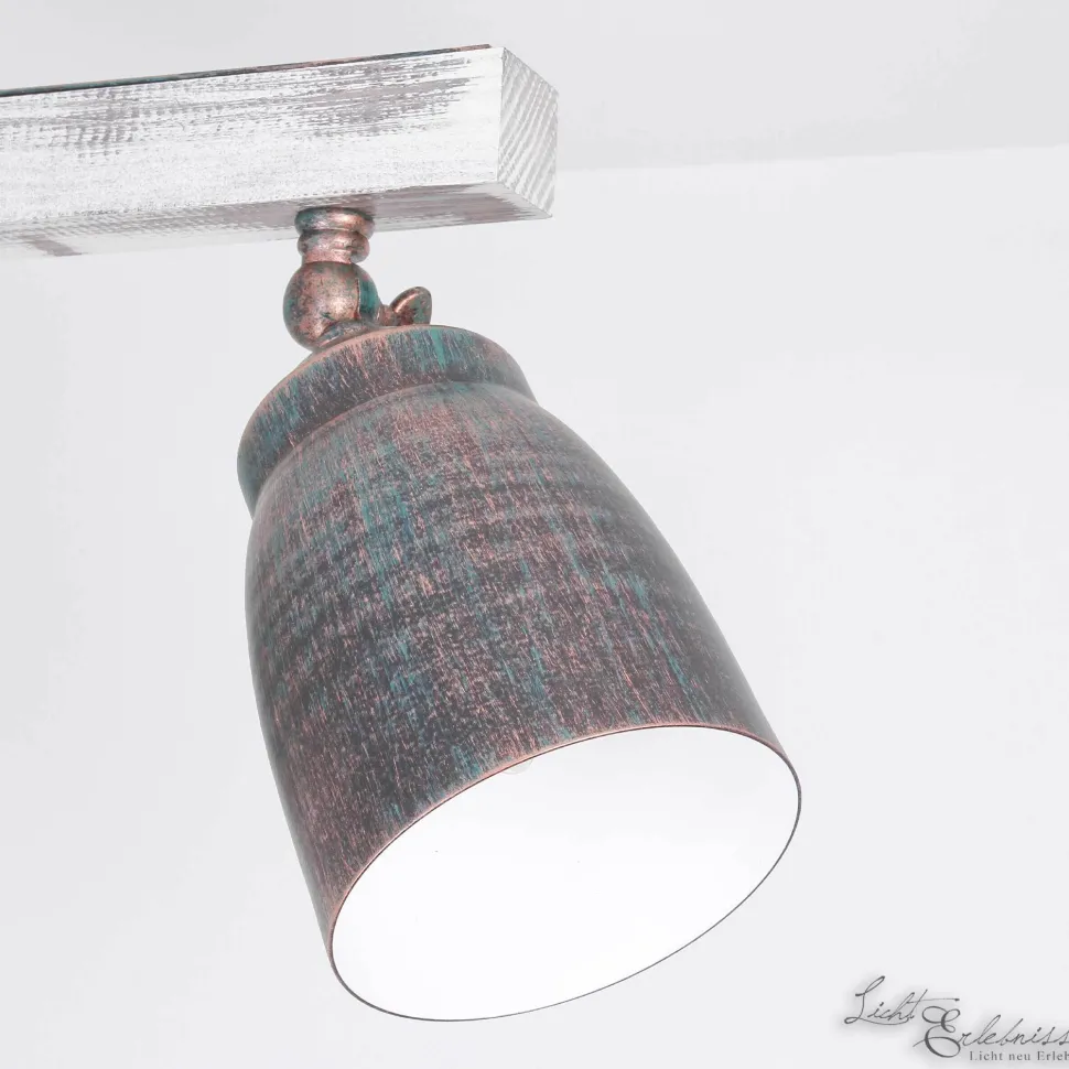 Industrie Deckenleuchte Holz Metall schwenkbar ALEJO