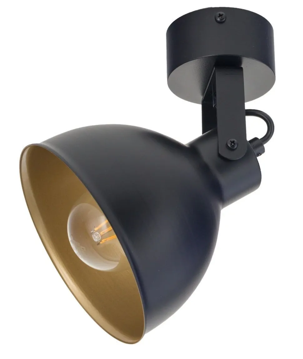 Industrie Deckenstrahler Schwarz Gold flexibel B:15 cm