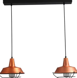 Industrie Hängelampe Kupfer Ø25cm 2xE27 Ziergitter