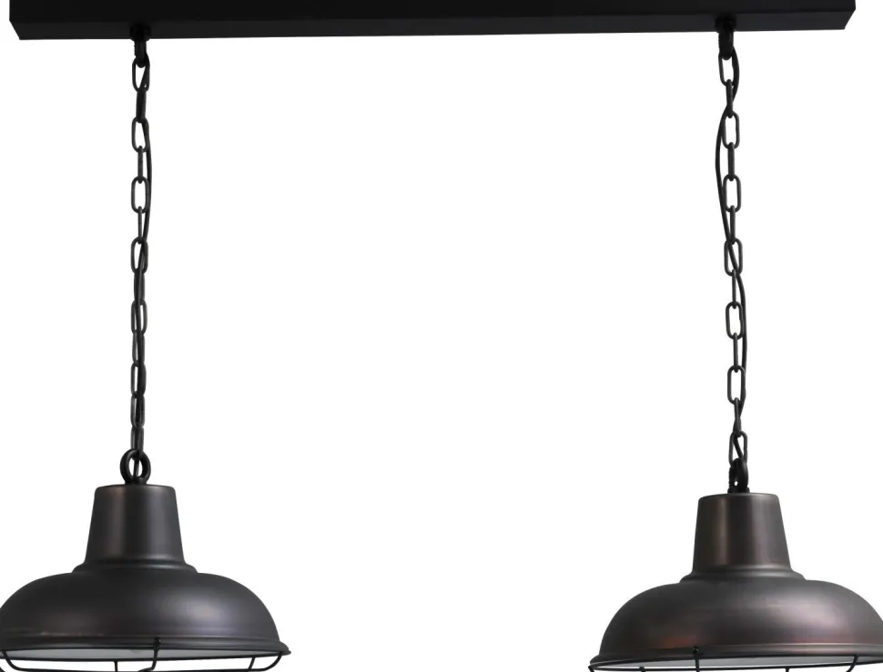 Industrie Pendelleuchte E27 Industrie in Schwarz Roter Metall Optik