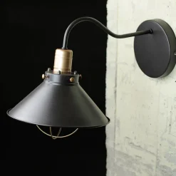 Industrie Wandlampe Schwarz Kupfer E27 T:40cm LOFT