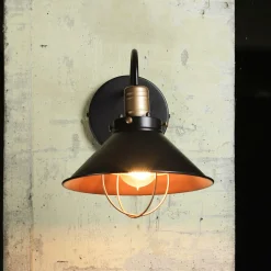 Industrie Wandlampe Schwarz Kupfer E27 T:40cm LOFT
