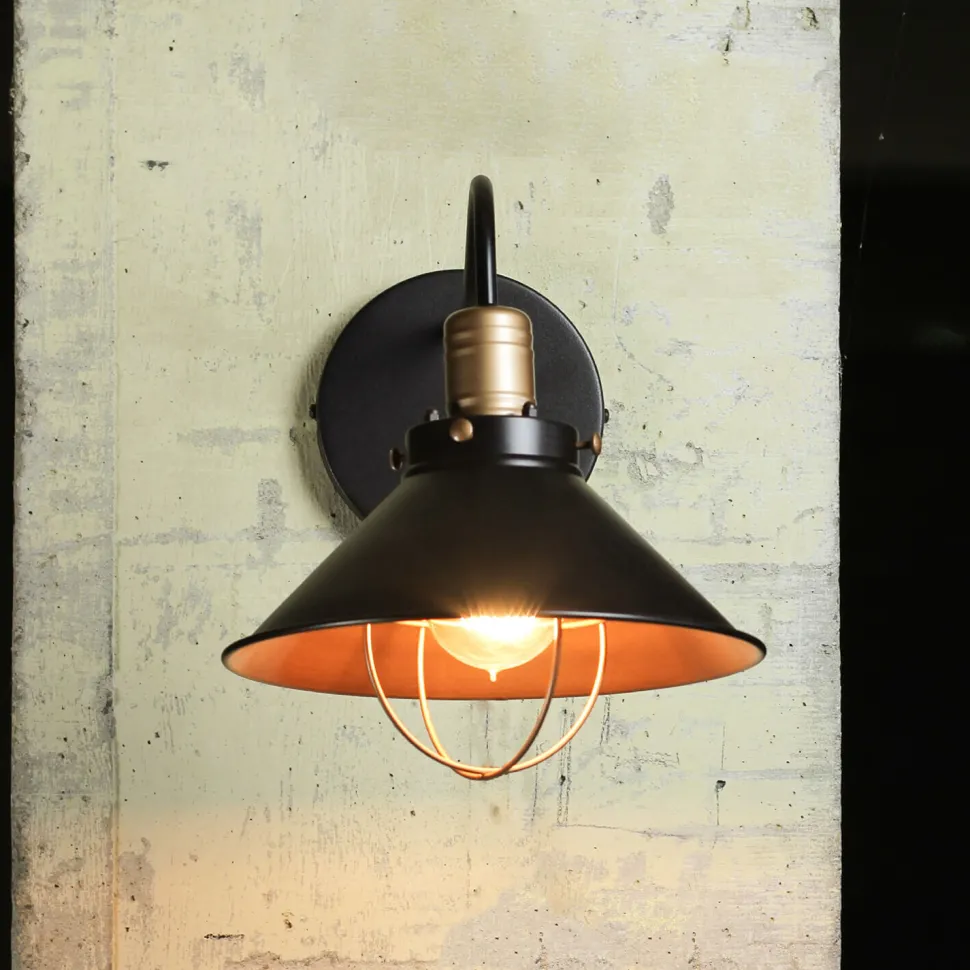 Industrie Wandlampe Schwarz Kupfer E27 T:40cm LOFT