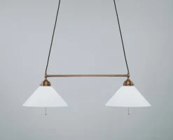 Jugendstil Hängeleuchte 2-fl Echt Messing D1