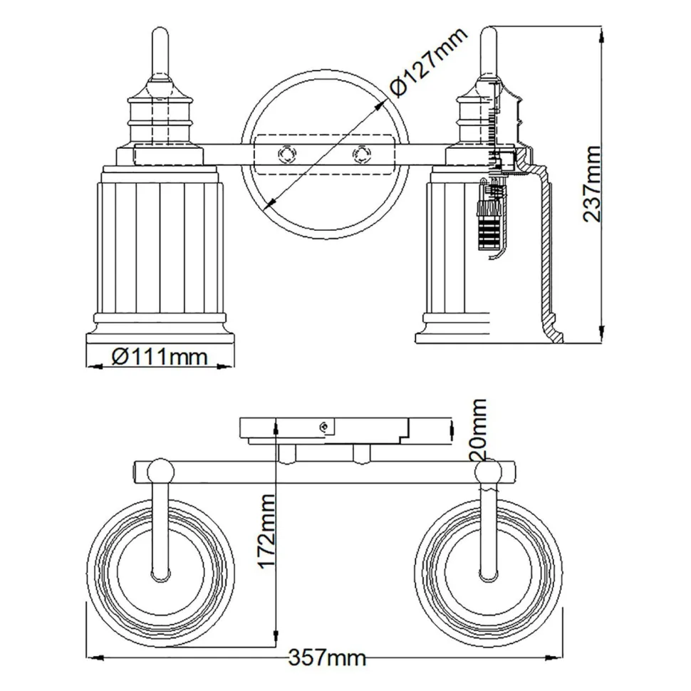 Jugendstil Lampe Bad LED G9 B: 35,7 cm Chrom Weiß IP44