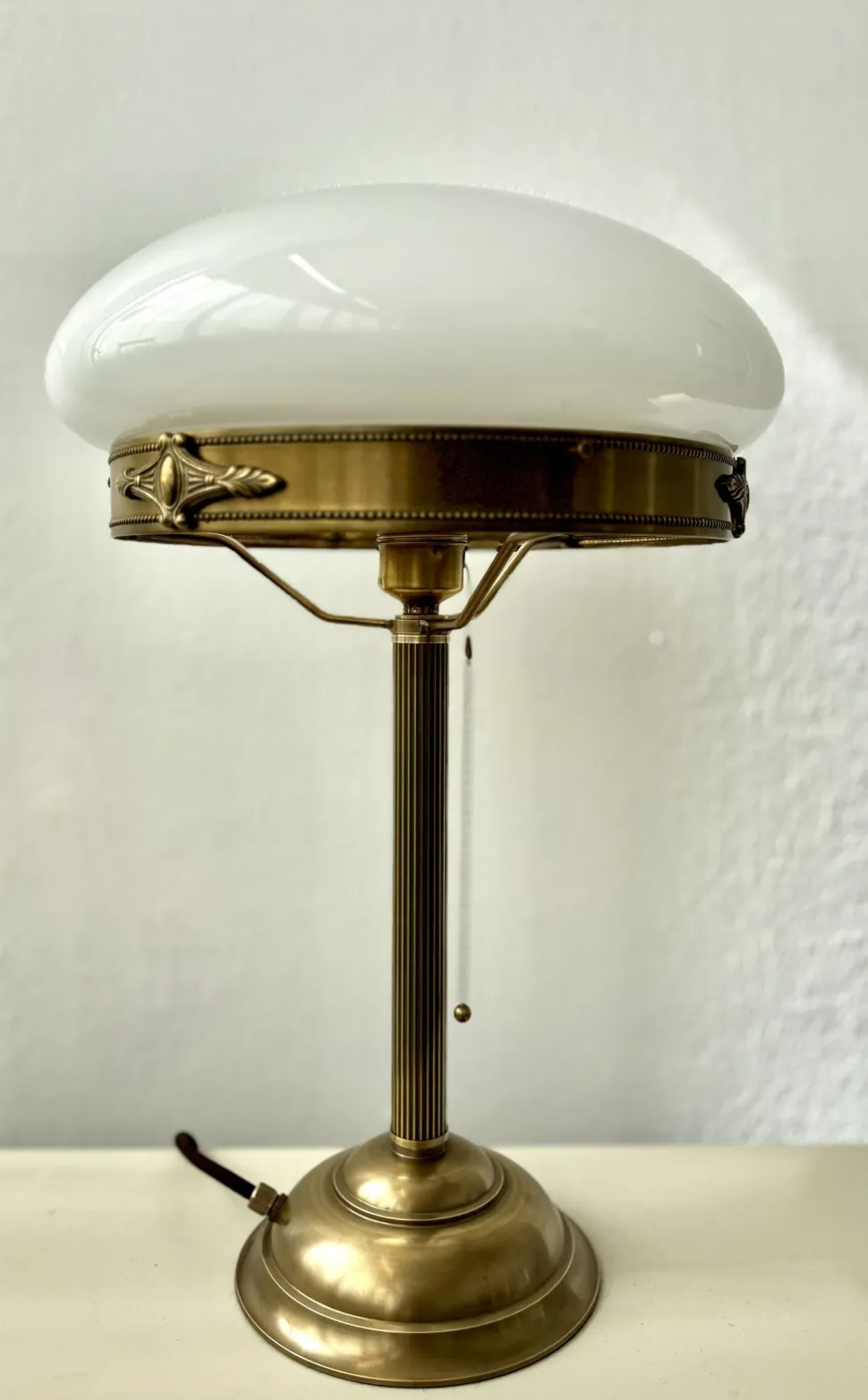Jugendstil Tischleuchte Zugschnur Messing Z17