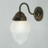 Jugendstil Wandlampe Messing Glas E27 T:20 cm blendarm