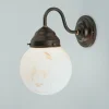 Jugendstil Wandlampe Messing Glas Marmor E27 blendarm