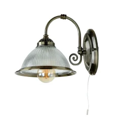 Jugendstil Wandlampe mit Glasschirm Antik