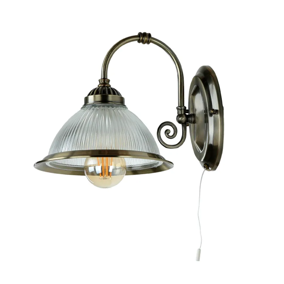 Jugendstil Wandlampe mit Glasschirm Antik