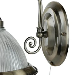 Jugendstil Wandlampe mit Glasschirm Antik