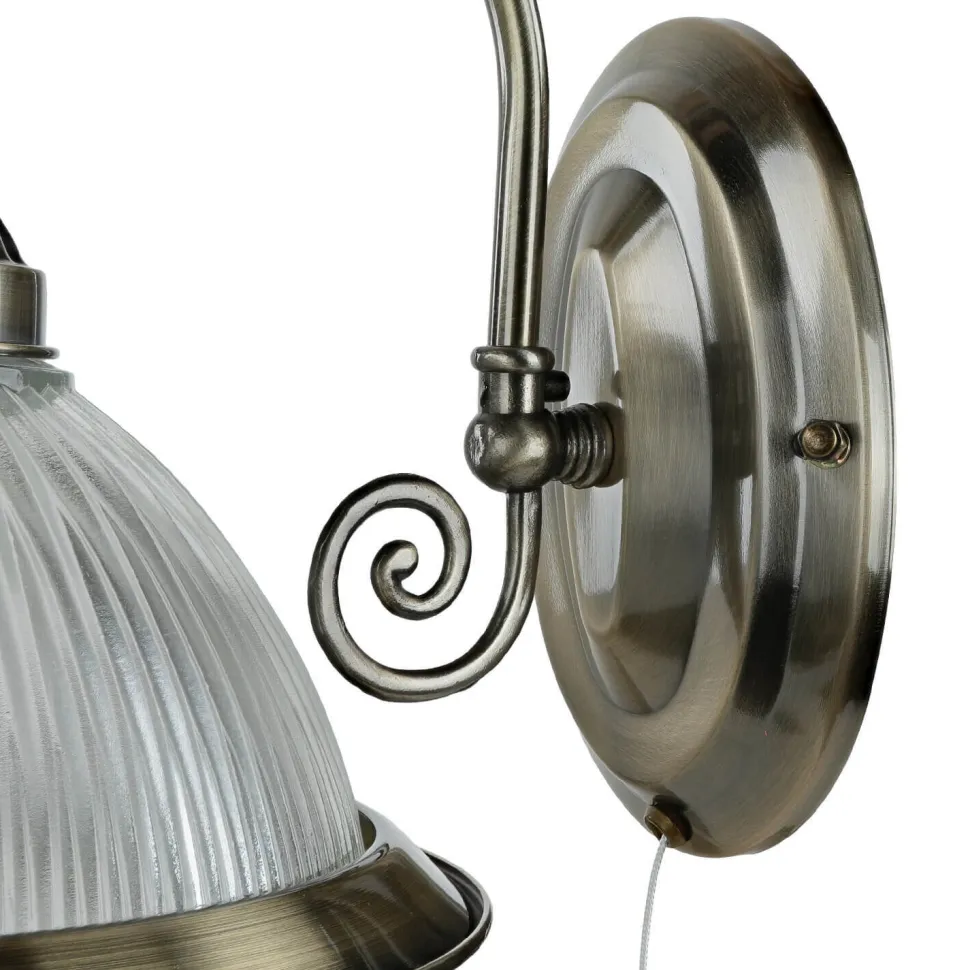 Jugendstil Wandlampe mit Glasschirm Antik