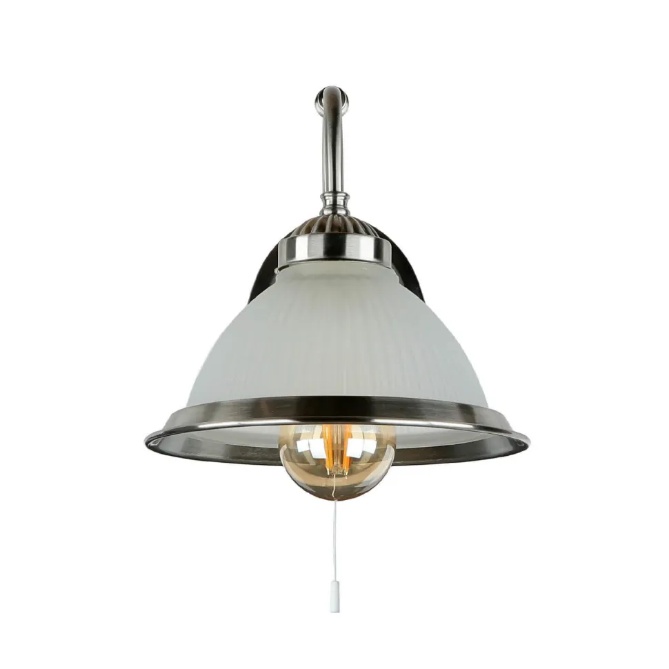 Jugendstil Wandleuchte E27 mit Glasschirm Silbern