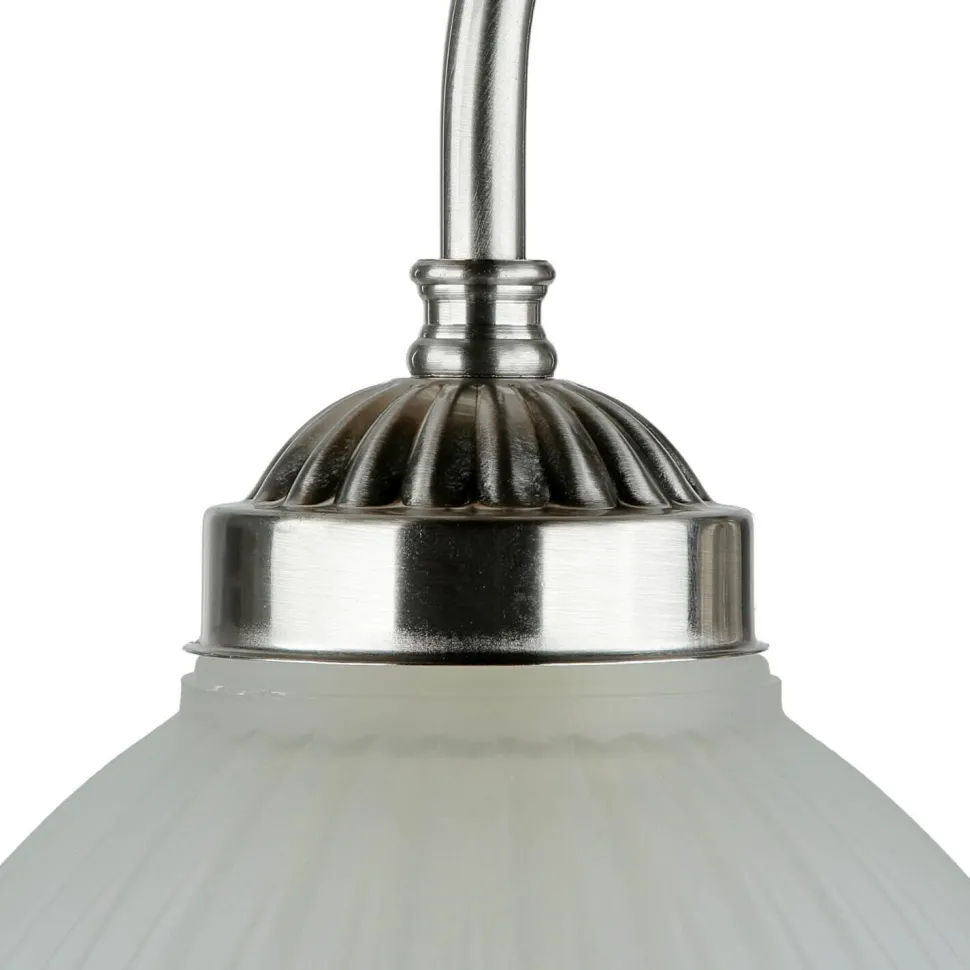 Jugendstil Wandleuchte E27 mit Glasschirm Silbern