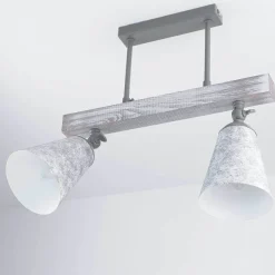 Küche Deckenlampe AGAP Echtholz Shabby Weiß 2xE27